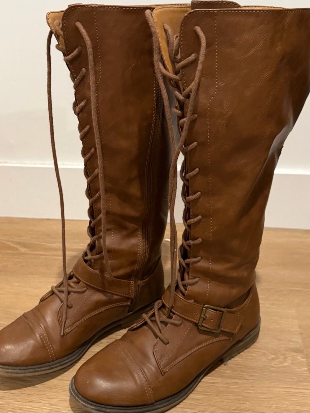 Women's Tall Lace-Up Riding Boots in Brown